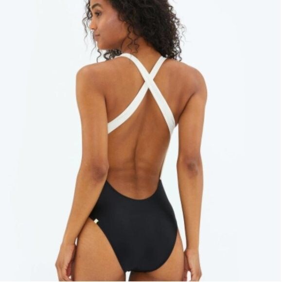 Summer Salt The Deep Dive Size 8 Swimsuit Black White One Piece Beach NEW! - Picture 2 of 9